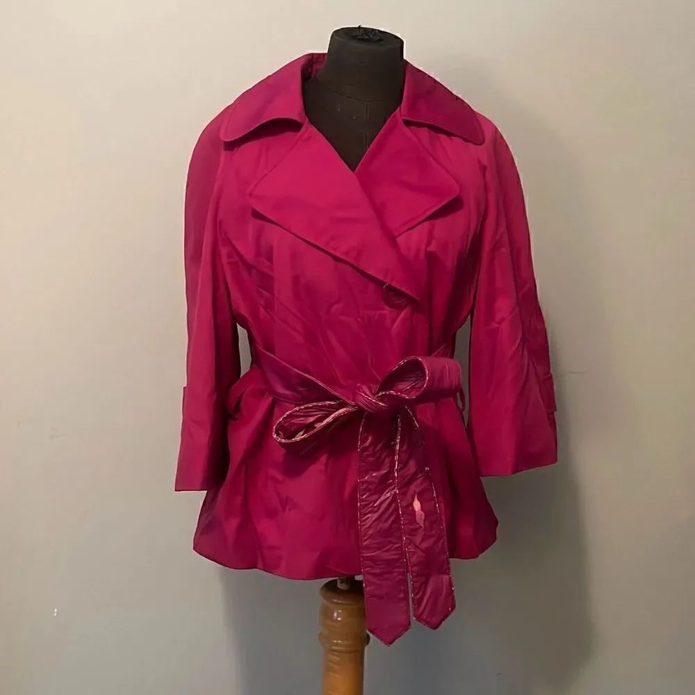 Worthington Women's Fuchsia Single Breasted Trench Coat Jacket